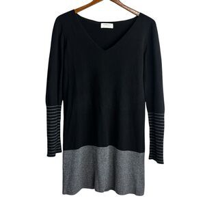 Hawick Cashmere of Scotland Dress Womens Small Black Gray Long Sleeve Sweater